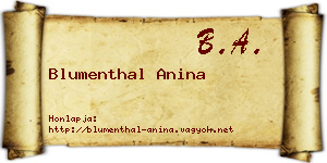 Blumenthal Anina névjegykártya